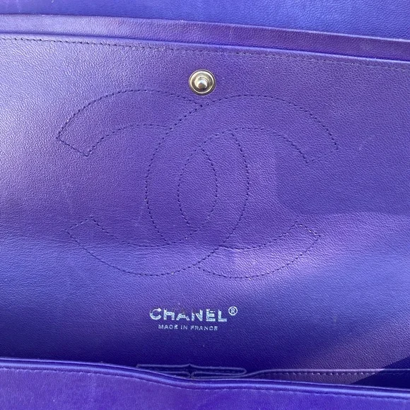 ⭐️JUMBO⭐️CHANEL classic Lambskin Jumbo double flap Lavender quilted silver chain - Picture 16 of 17
